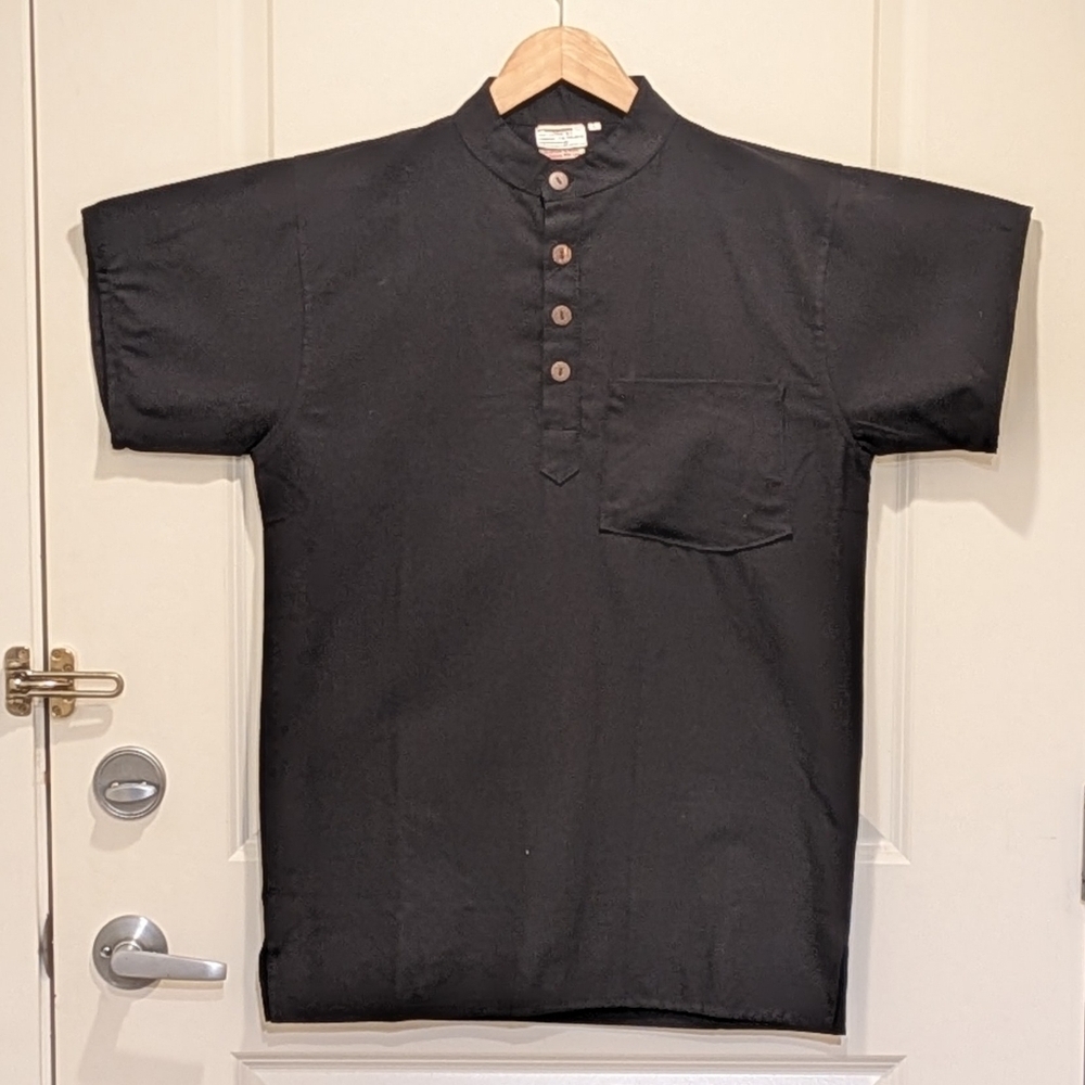 NWOT Beckwoman L 100% Cotton Short Sleeve Wooden Button Tunic Top